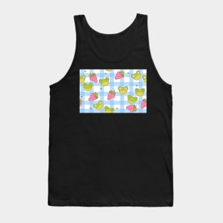 Cottagecore Froggies on Blue Gingham Tank Top